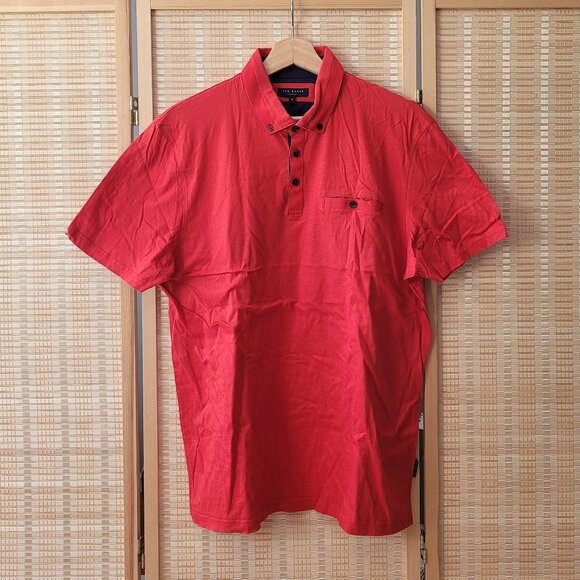 TED BAKER LONDON Red Cotton Polo Shirt - Picture 1 of 4